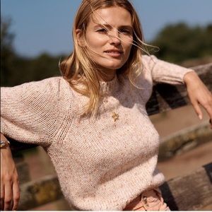 MADEWELL blush pink pleat shoulder sweater